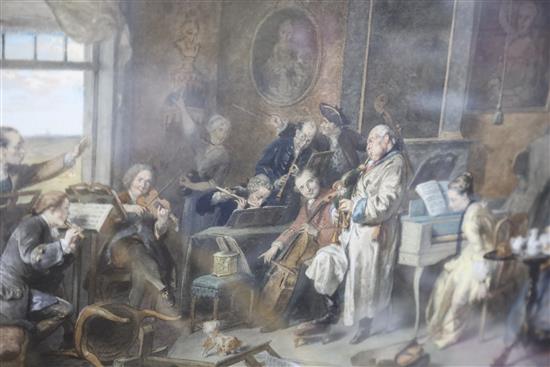 David Joseph Bles (Dutch 1821-1899) Interior scene with musicians 13.75 x 20.5in.